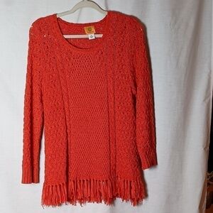 Ruby Rd Pull-Over Crew Neck Sweater with Fringed Hem. XL